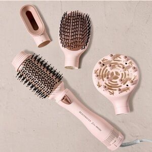 Beachwaver Co Blow Brush Pink Hair Styling Tool Set with Four Attachments